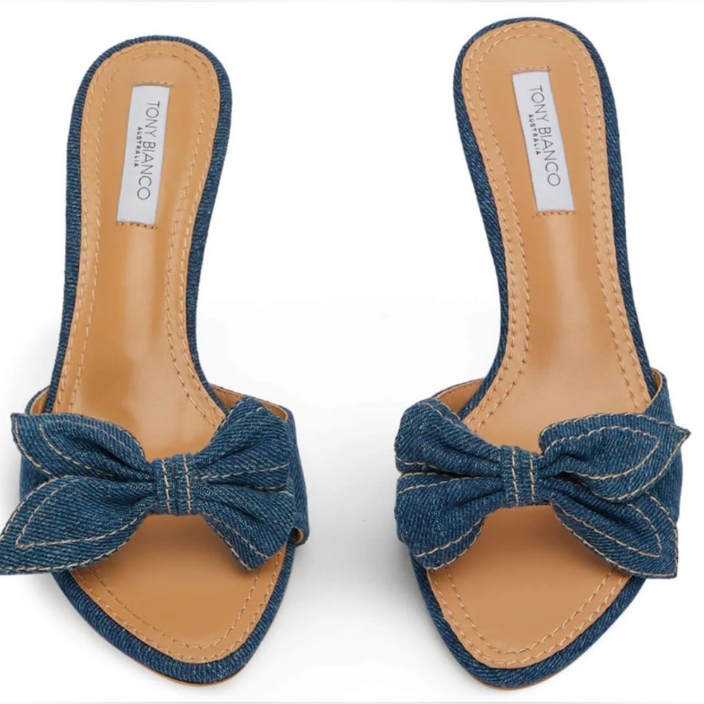 Tony Bianco Blue Denim Mules